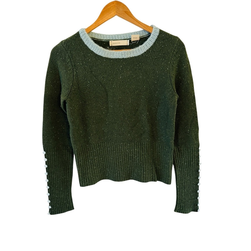 Y2k Sleeping On Snow Lambswool Cashmere Sweater S Green Button Cuff Military